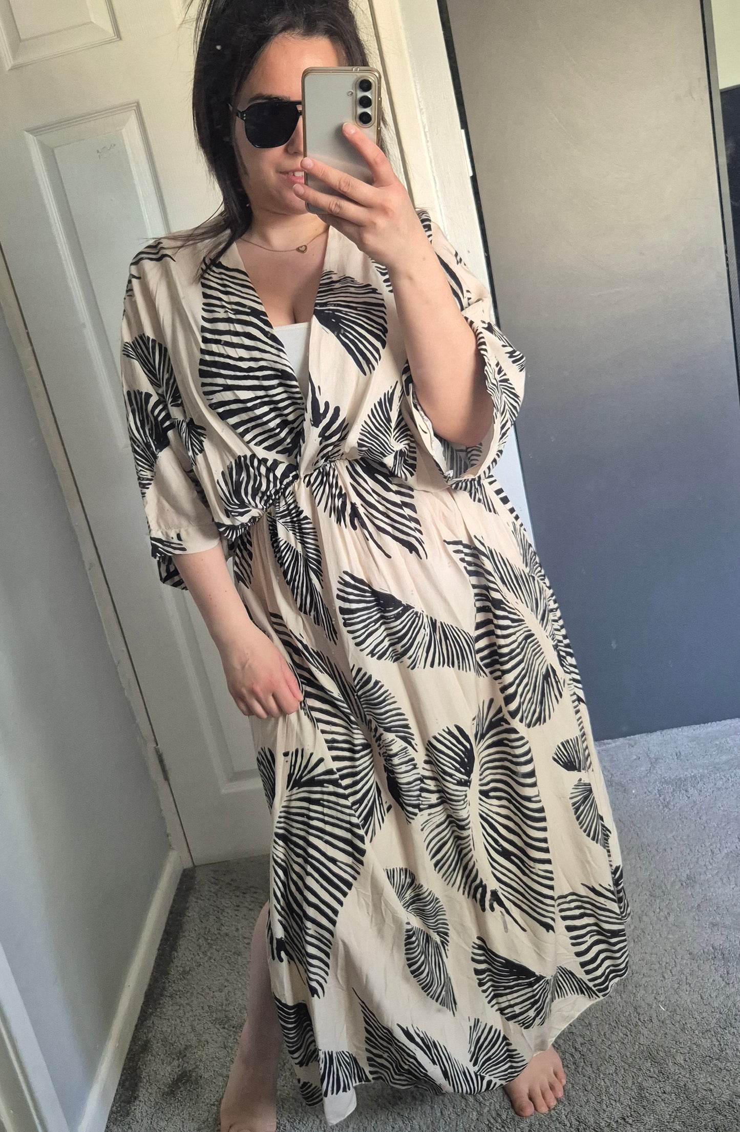 Palm leaf print maxi dress
