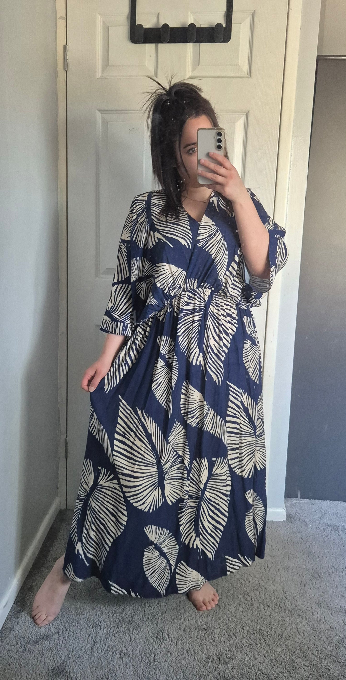 Palm leaf print maxi dress