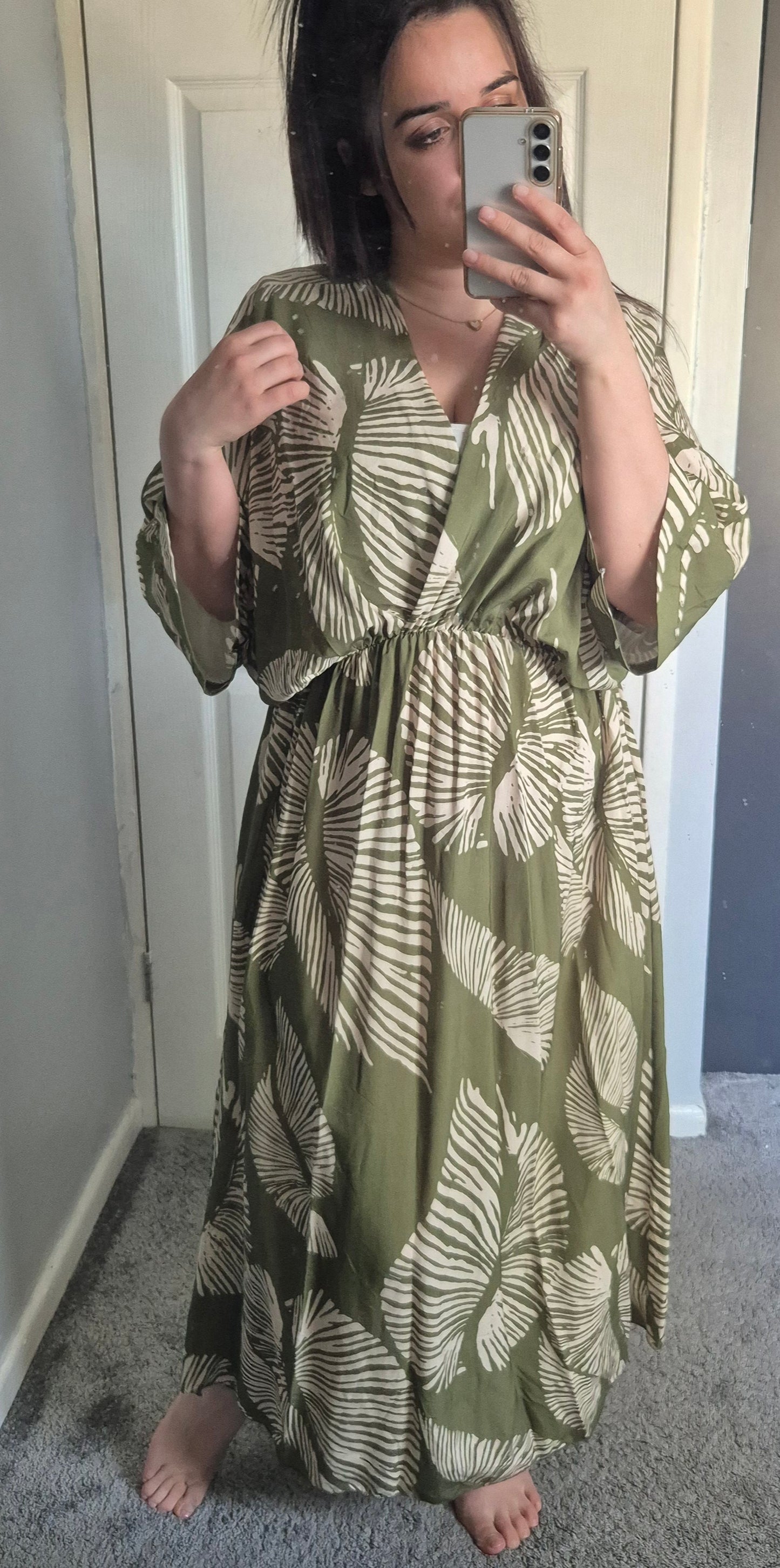 Palm leaf print maxi dress